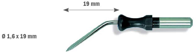 Ланцетовидный изогнутый тонкий электрод, 1,6 x 19 мм