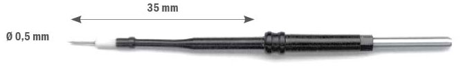 Вольфрамовый игольчатый электрод с керамической изоляцией, длина 35 мм