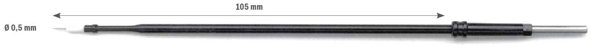 Вольфрамовый игольчатый электрод с керамической изоляцией, длина 105 мм